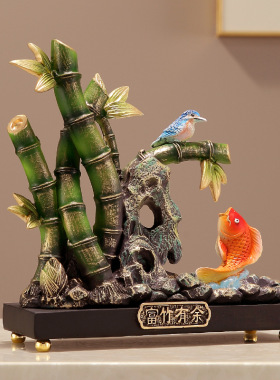 新中式富竹有余竹子摆件客厅玄关电视柜装饰品乔迁办公室开业礼物