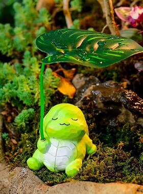 萌趣卡通青蛙熊猫打伞户外花园布置装饰创意仿真动物阳台造景摆件