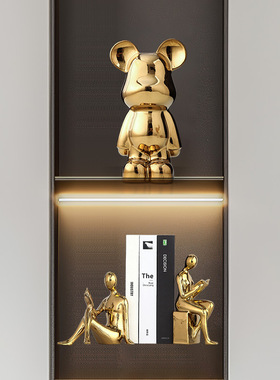 书挡人物摆件轻奢办公室桌面摆设书架酒柜饰品电镀工艺陶瓷摆件