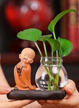 创意个性家居装饰慧悟小和尚电视酒柜客厅办公室礼品桌面摆件水培