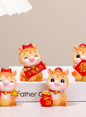 创意树脂卡通公仔家居摆件可爱国潮马办公室工位桌面装饰年会礼品