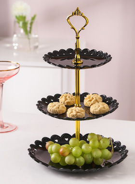 三层水果盘客厅家用多层下午茶点心盘糖果零食蛋糕点心架甜点