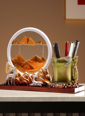 新中式节节高升流沙创意摆件玄关博古架书房书桌办公室笔筒摆设品