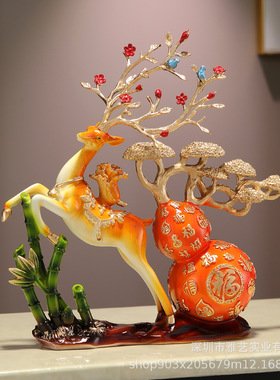 新中式一路福禄葫芦发财树摆件家居入户玄关客厅电视柜桌面装饰品
