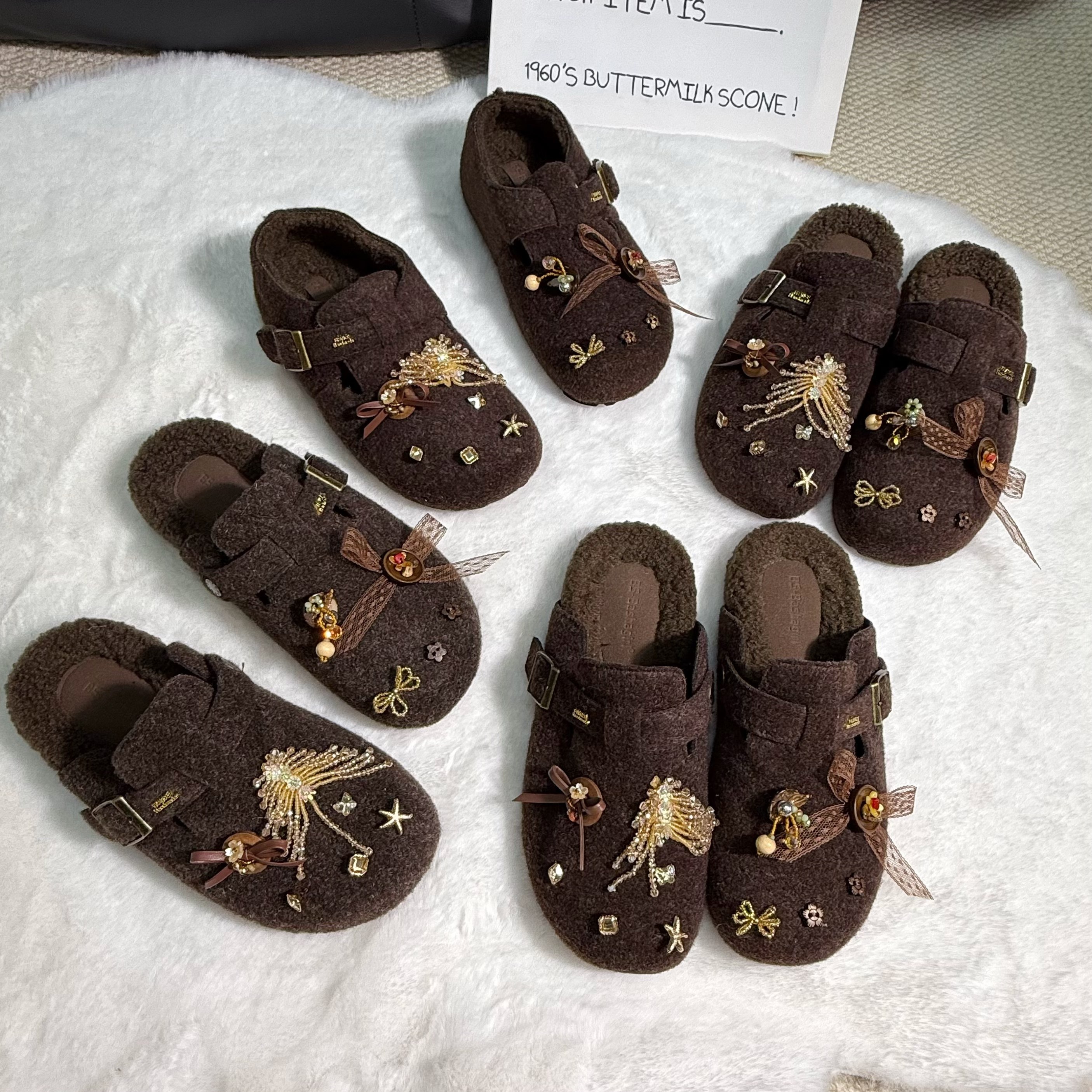 此石彼石原创设计重工勃肯鞋半包拖鞋秋冬毛绒全包小众不撞款鞋,淘宝优惠券,粉丝福利购,淘宝优惠卷