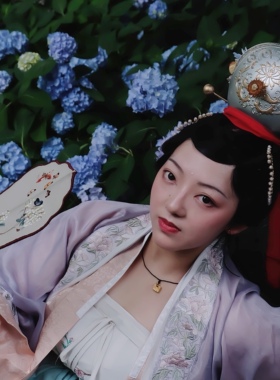 汉服发饰宋制团冠长脚簪花树脂