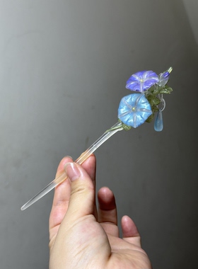 大萌制 汉服旗袍盘发牵牛花夕颜发簪 3d打印簪子发饰女