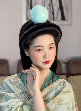 大萌制 仿女唐俑玉兰发冠 汉服头冠3d打印树脂玉质感花苞造型发饰