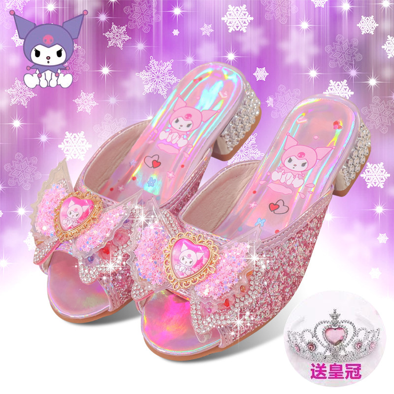 库洛米女童高跟拖鞋2025夏季新款儿童外穿水晶鞋宝宝小女孩公主鞋,淘宝优惠券,粉丝福利购,淘宝优惠卷