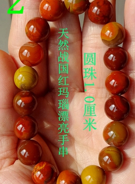 天然奇石观赏石菊石化石树叶树化玉北票战国红缟玛瑙漂亮手串2700