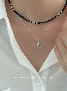 GMS摩洛哥 小众设计靴子项链s925纯银趣味欧美时髦高跟鞋锁骨链女