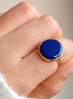 原创天然青金石无事牌戒指