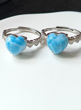 925银多米尼加海纹石开口戒指