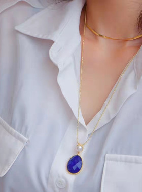 白蓝小众设计感925天然珍珠时尚