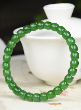 （古晨珠宝）俄罗斯和田玉阳绿碧玉直切手串手链诸事如意17g