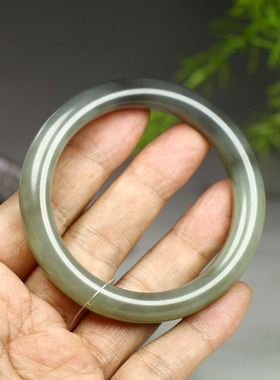 （不议价）润玉缘和田玉翠青烟紫手镯女款玉镯腕间美玉悬53g57mm