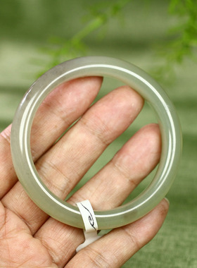 （不议价）润玉缘和田玉冰晴水手镯女款玉镯腕间美玉悬46g55mm