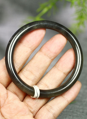 （不议价）润玉缘和田玉烟紫圆条手镯女款玉镯腕间优雅29g57mm