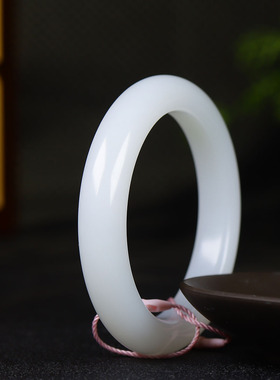 （古晨珠宝）新疆和田玉羊脂白玉手镯女款玉镯子腕间优雅64g57mm