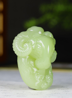 （古晨珠宝）新疆和田玉黄玉生肖羊手把件羊首手玩93g-周雨杰大师