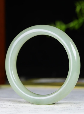 （古晨珠宝）和田玉晴水手镯女款玉镯腕间美玉悬52g55mm