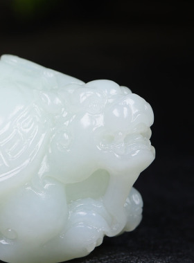 （古晨珠宝）新疆和田玉白玉龙龟把件手玩摆件荣归252g