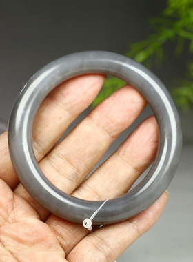 （不议价）润玉缘和田玉烟紫手镯女款圆条玉镯腕间美玉悬53g55mm