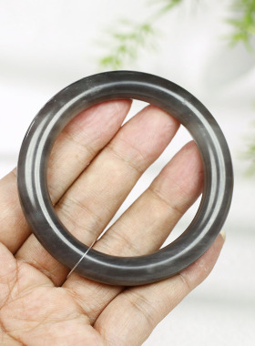 古晨和田玉烟紫圆条手镯