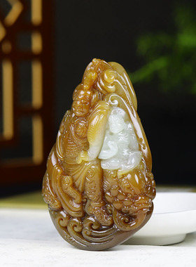 （古晨珠宝）新疆和田玉且末糖白玉金刚罗汉手把件手玩摆件141g