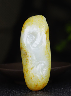 （古晨珠宝）新疆和田玉白玉籽料祥龙把件手玩瑞兽赐福103g