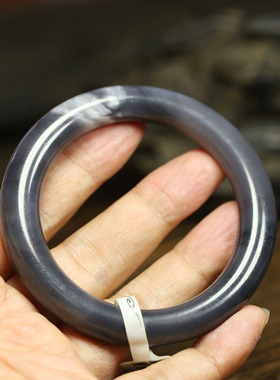 （古晨珠宝）润玉缘和田玉烟紫手镯女款玉镯腕间美玉悬64g56mm