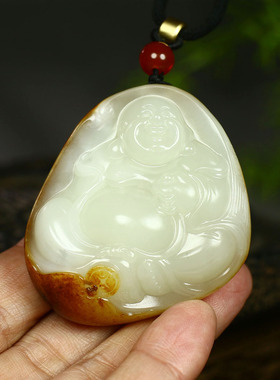 (古晨珠宝)和田玉白玉籽料弥勒佛小把件润玉缘手玩有福相伴103g