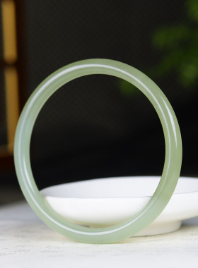 （古晨珠宝）和田玉晴水细圆条手镯女款玉镯叮当镯20g61mm