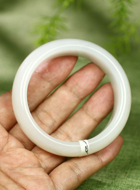 （不议价）润玉缘和田玉白玉宽版手镯女款玉镯89g55mm