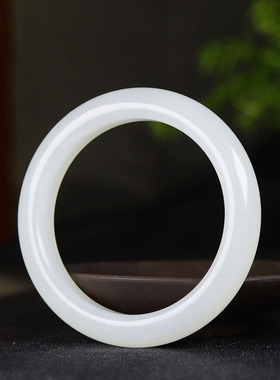 （古晨珠宝）和田玉白玉手镯女款玉镯腕间优雅66g59mm