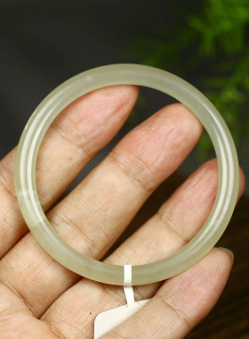 （不议价）润玉缘和田玉晴水细圆条手镯女款玉镯13g50mm