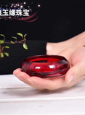 正宗血珀琥珀老蜜蜡手镯手链酒红色血泊手串琥珀原石加宽