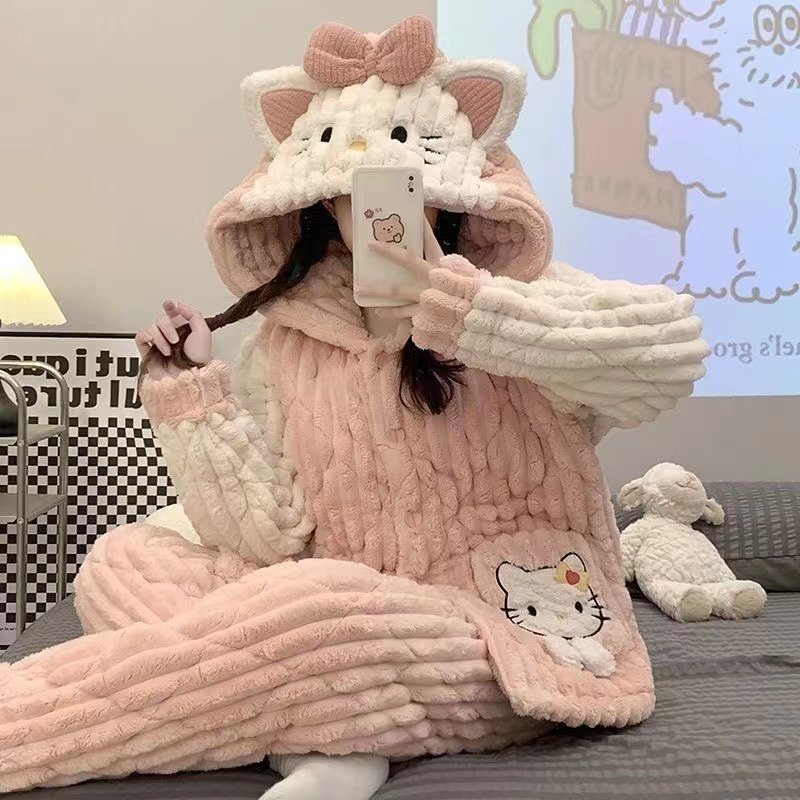 2025睡衣冬季女款珊瑚绒法兰绒三层加厚加绒夹棉袄保暖家居服秋冬,淘宝优惠券,粉丝福利购,淘宝优惠卷