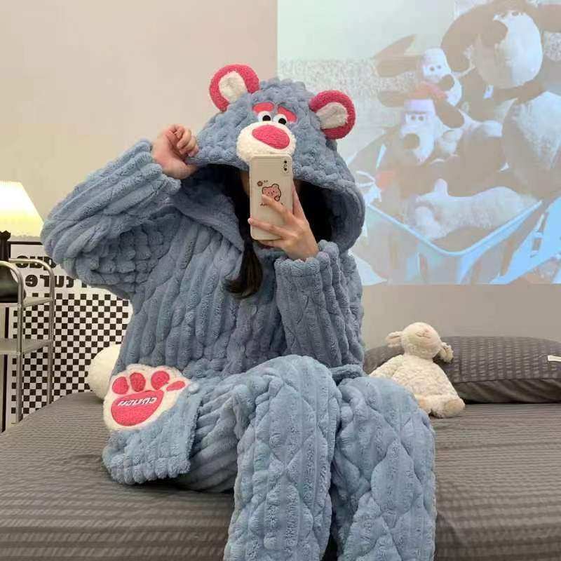 2025睡衣冬季女款珊瑚绒法兰绒三层加厚加绒夹棉袄保暖家居服秋冬,淘宝优惠券,粉丝福利购,淘宝优惠卷