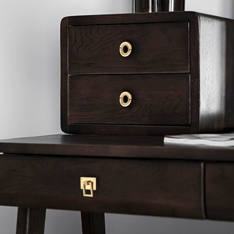 新中式金色橱柜门抽屉暗扣环拉手铜拉丝仿铜衣柜锌合金单孔拉手,淘宝优惠券,粉丝福利购,淘宝优惠卷