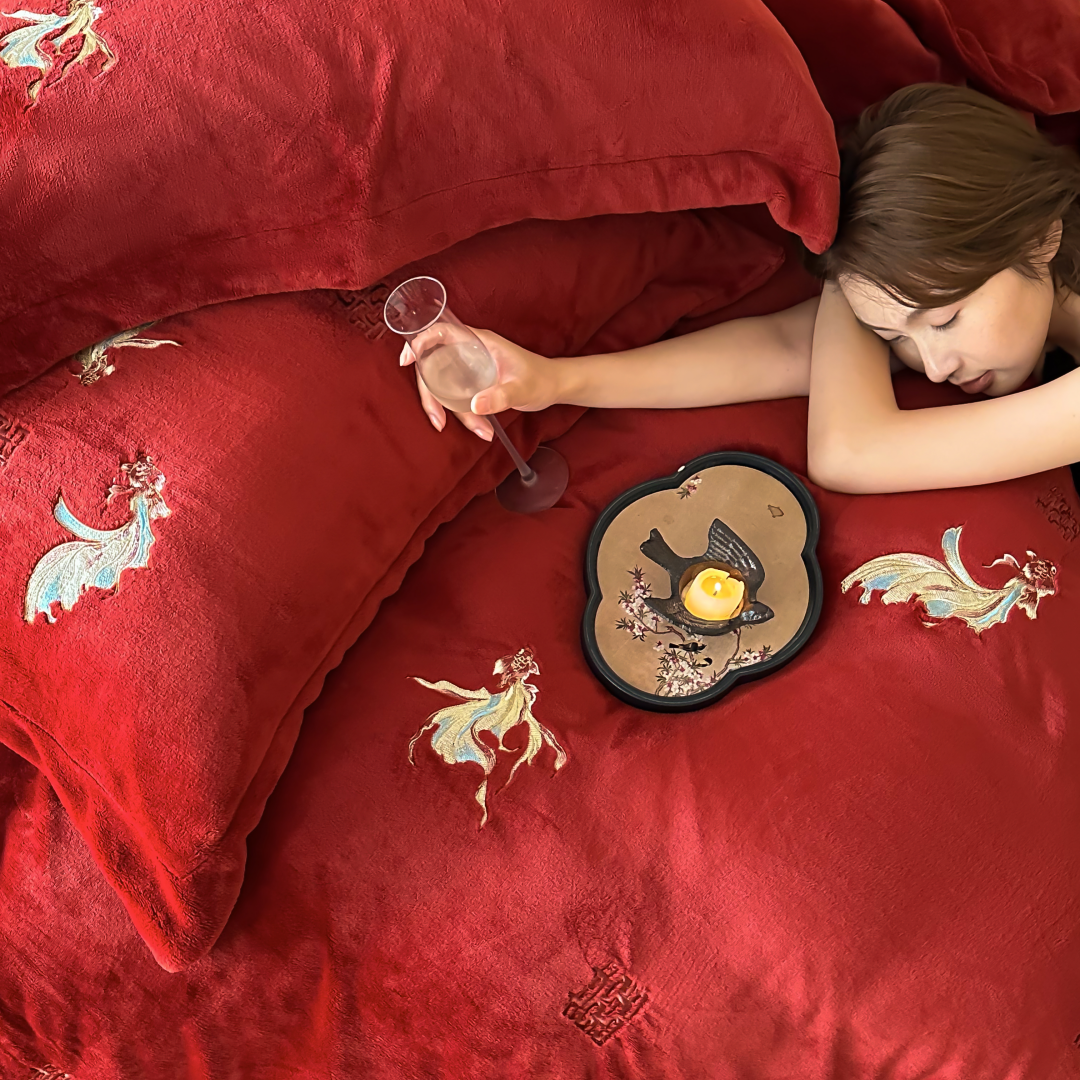 金玉满堂婚庆加厚牛奶绒结婚四件套冬季保暖珊瑚绒锦鲤刺绣喜被套,淘宝优惠券,粉丝福利购,淘宝优惠卷