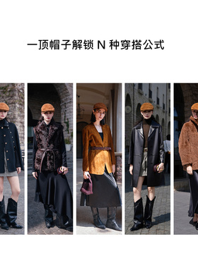 mrduck进口鞣制绵羊皮鸭舌帽女冬