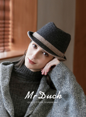mrduck强缩绒100%绵羊毛礼帽