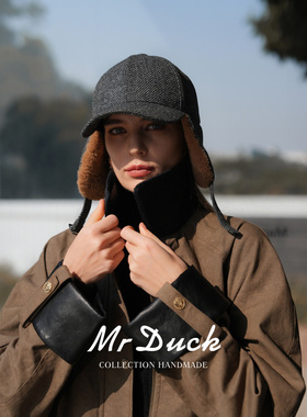棒球帽mrduck保暖雷锋帽复古冬季