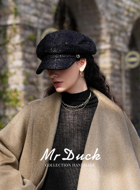 mrduck英国LINTON限量黑标报童帽