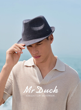 mrduck透气色织亚麻礼帽四季款