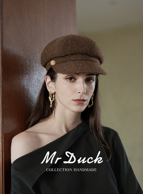 mrduck设计师新品绵羊毛报童帽