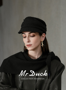 mrduck2026新款褶皱黑色马术帽女