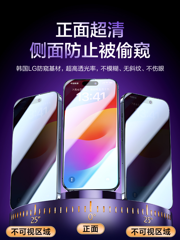 闪魔适用苹果15钢化膜iPhone14/15pro防窥膜康宁玻璃15promax手机防偷窥全屏13pro护眼绿光15plus磨砂防指纹-图3