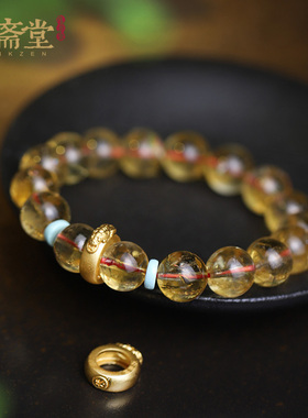 心斋堂喜金本命佛黄水晶手串